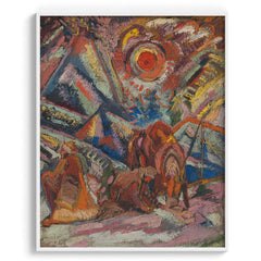 Abstract Expressionist Red Sun Scene