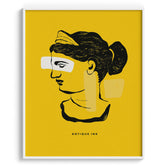 Antique Ink Portrait – Yellow Background