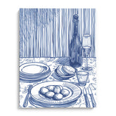 Blue Line Dinner Scene Wall Art Painting