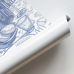 Blue Line Dinner Scene Wall Art Painting