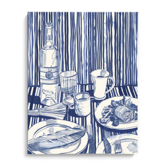 Blue Monochrome Table Setting Canvas Wall Paintings