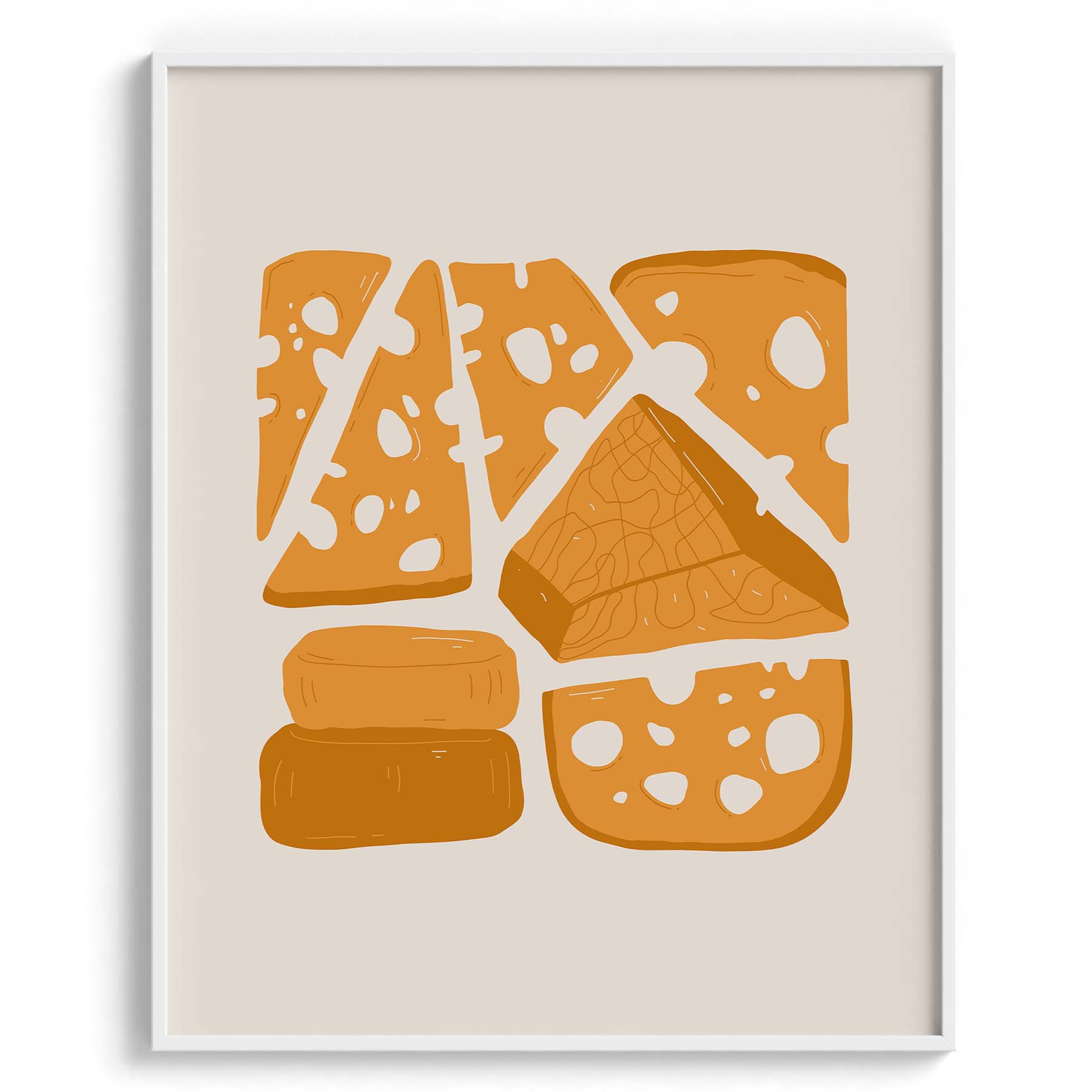 Bread Loaf & Cheese Illustration Wall Art