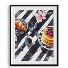 Breakfast with Pancakes and Berries Wall Painting For Kitchen