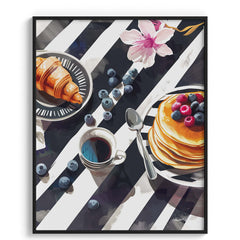 Breakfast with Pancakes and Berries Wall Painting For Kitchen