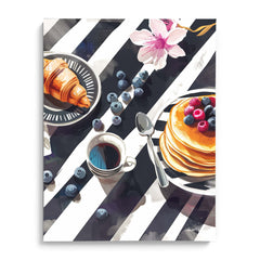 Breakfast with Pancakes and Berries Wall Painting For Kitchen
