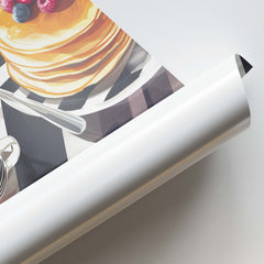 Breakfast with Pancakes and Berries Wall Painting For Kitchen