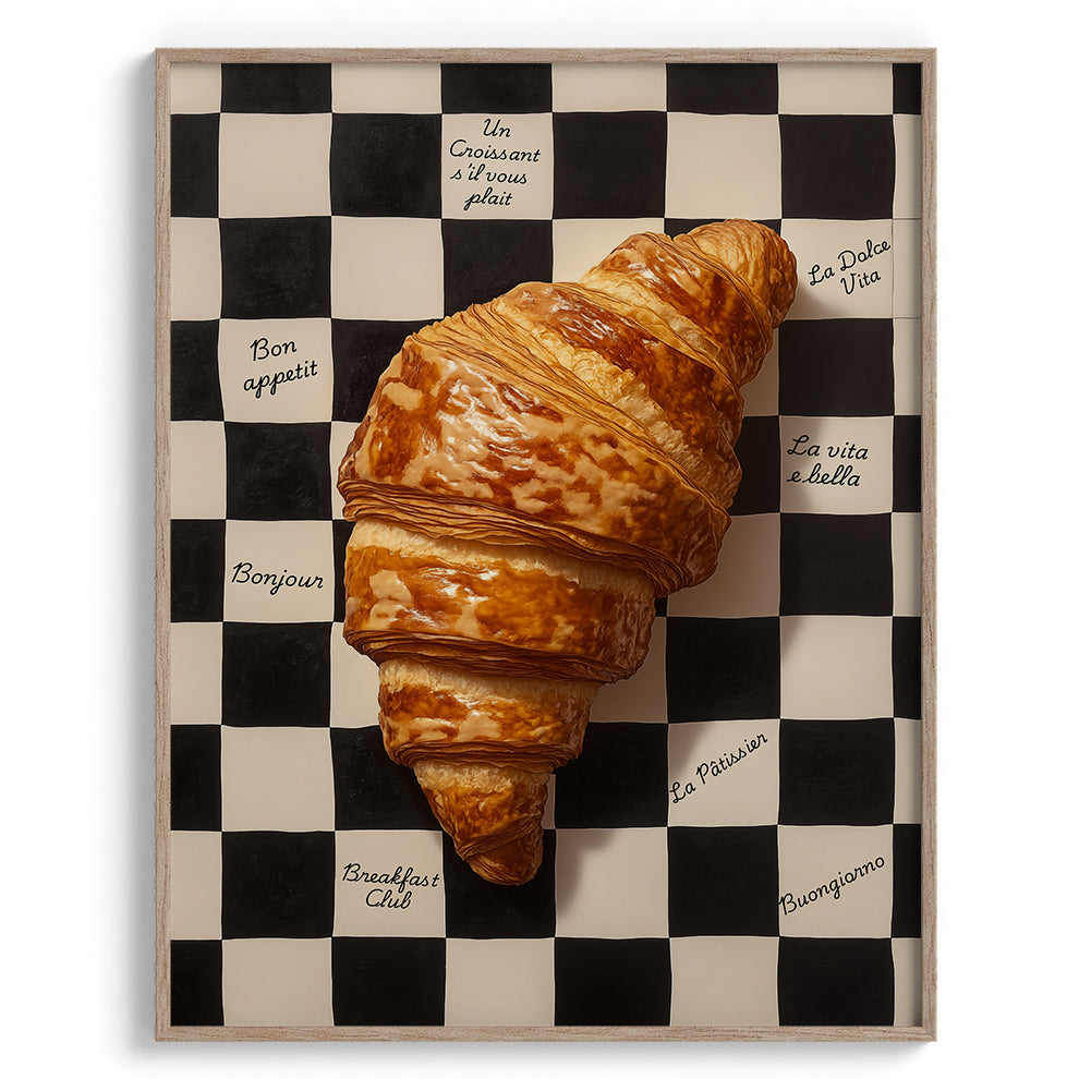 Checkerboard Croissant Modern Wall Art