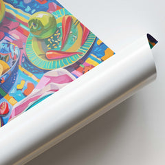 Colorful Table with Sunflowers and Fruits Wall Painting For Cafe