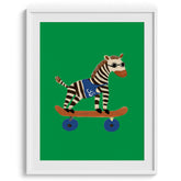 Cool Zebra on Skateboard Poster