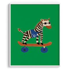 Cool Zebra on Skateboard Poster