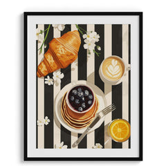 Croissant and Blueberry Breakfast Modern Wall Art