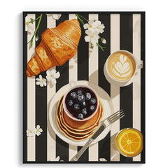 Croissant and Blueberry Breakfast Modern Wall Art