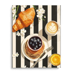 Croissant and Blueberry Breakfast Modern Wall Art
