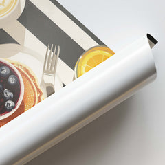 Croissant and Blueberry Breakfast Modern Wall Art