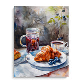Croissant and Coffee with Berries Framed Art For Wall