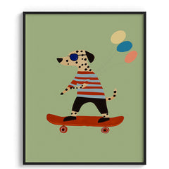 Dalmation on Skateboard with Balloons Print