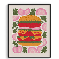 Double Decker Burger Feast Art Poster