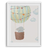 Elephant in Hot Air Balloon Wall Art