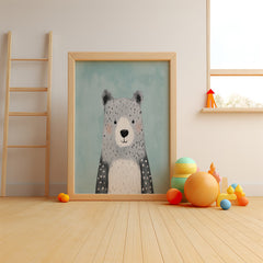 Gentle Grey Bear Portrait Print