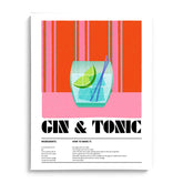 Gin & Tonic Recipe Wall Art Frames