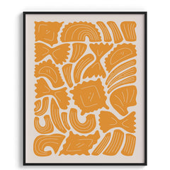 Golden Pasta Shapes Pattern Wall Frame