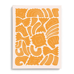 Golden Pasta Shapes Pattern Wall Frame