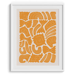Golden Pasta Shapes Pattern Wall Frame