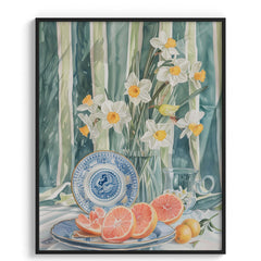 Grapefruit with Daffodils Canvas Wall Art