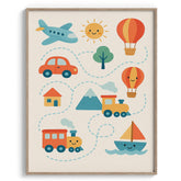 Happy Travel Route Illustration for Kids
