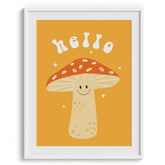 Hello Mushroom Cute Poster