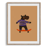 Hippo on Skateboard Poster