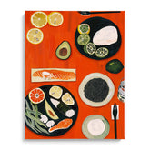 Japanese Sushi Ingredients Wall Painting For Kitchen