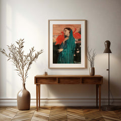 Lady with Scarlet Ibis Birds