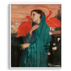 Lady with Scarlet Ibis Birds