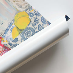 Lemons in Red and Blue Pottery Wall Art Painting