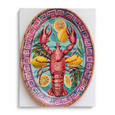 Lobster on Patterned Plate Framed Art For Wall