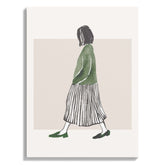 Minimalist Woman in Green & Stripes