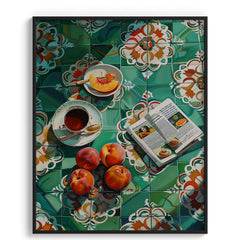 Peach Tile Breakfast Modern Wall Art