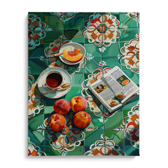 Peach Tile Breakfast Modern Wall Art