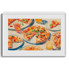 Pizza and Drinks Celebration Canvas Wall Paintings