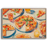 Pizza and Drinks Celebration Canvas Wall Paintings