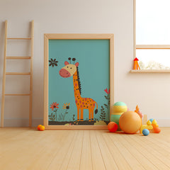 Playful Giraffe in the Garden Poster