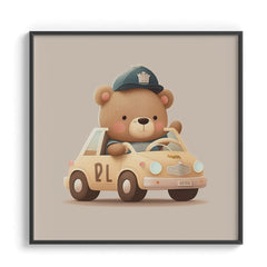 Police Bear in Patrol Car Poster
