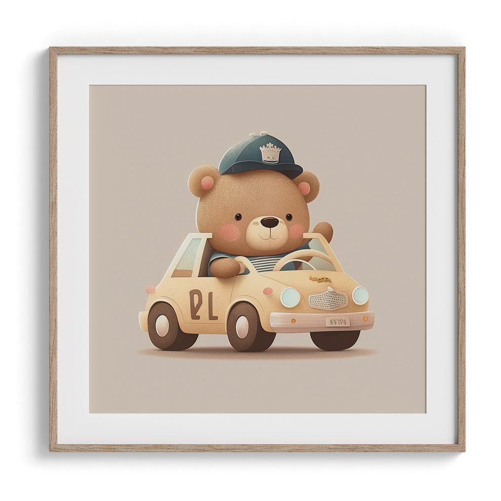 Police Bear in Patrol Car Poster