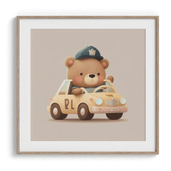 Police Bear in Patrol Car Poster