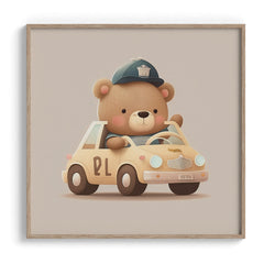 Police Bear in Patrol Car Poster