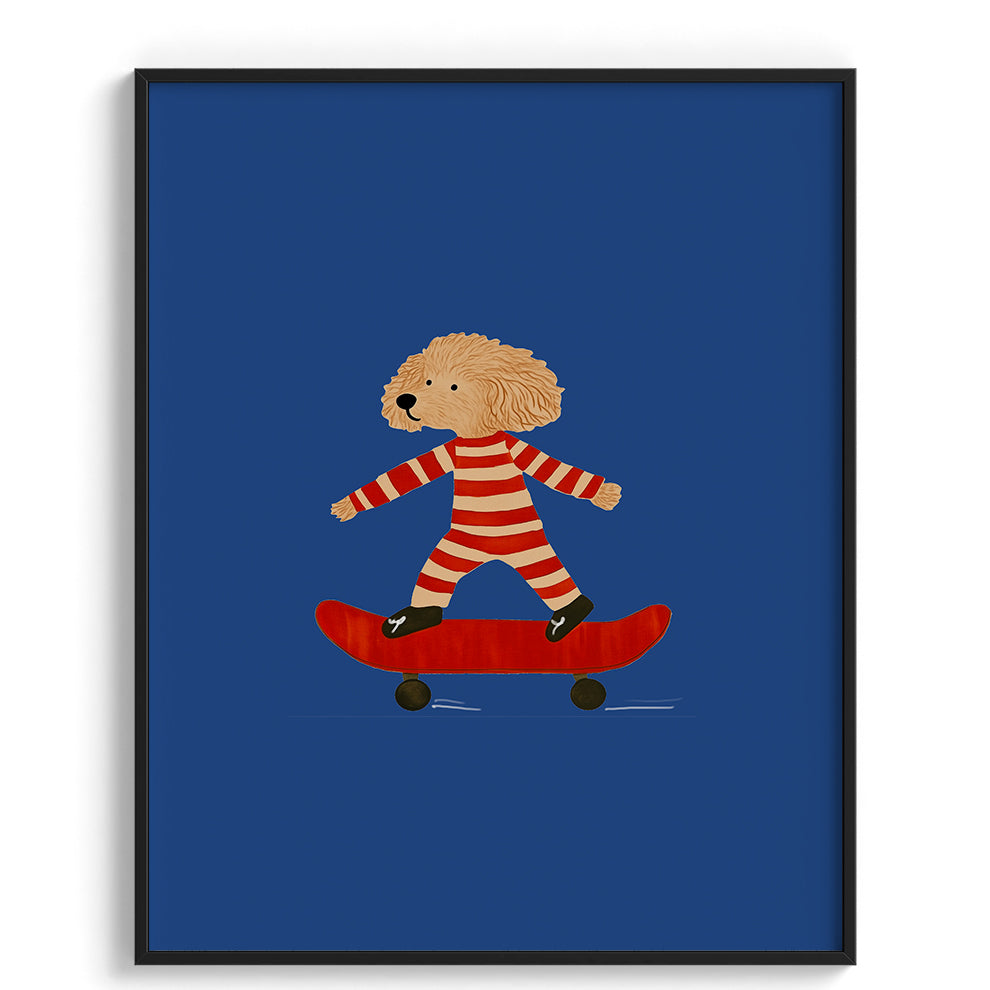 Poodle on Skateboard Wall Art