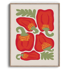 Red Bell Peppers Illustration Wall Art
