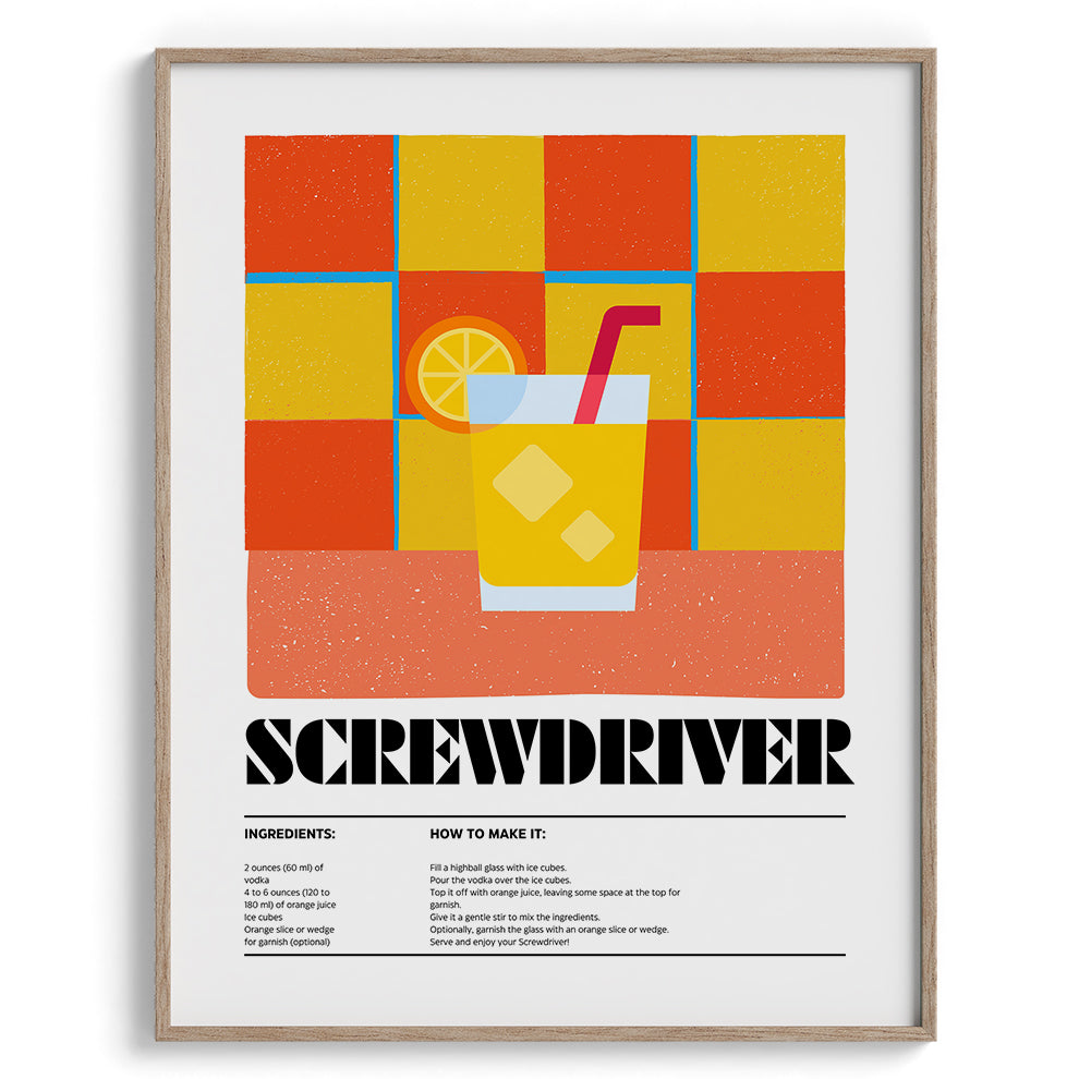Screwdriver Citrus Twist Framed Art For Wall