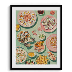 Seafood Brunch Spread Modern Wall Art